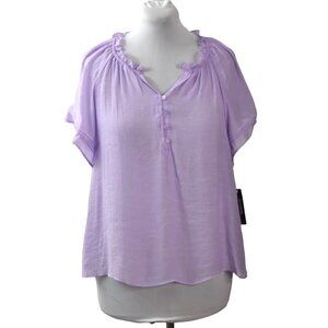Zac and Rachel Lightweight Blouse Womens M Lilac Purple Short Sleeve Gauzey